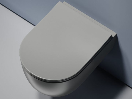 Подвесной унитаз Ceramicanova Modena  Rimless (цвет Антрацит Матовый), глубокий смыв, с крепежом для полностью скрытого монтажа,  ультратонким сидением и крышкой с функцией плавного закрытия, дюропласт CN6063MH