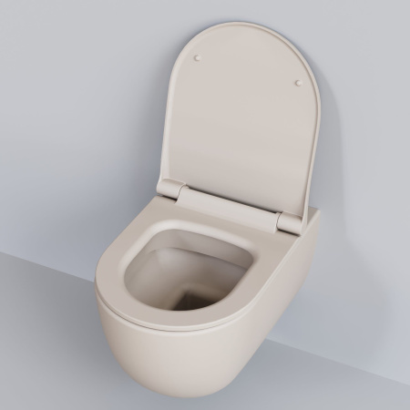 Унитаз Ambassador Abner 103T20401R (545х360х330) матовый бежевый, подвесной безободковый с тонкой крышкой