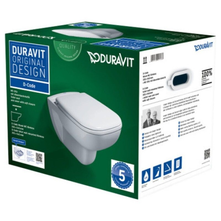 Унитаз подвесной Duravit D-Code Rimless (с крышкой SoftClose) 45700900A1