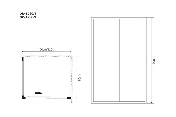 Душевое ограждение Grossman GR-1280 Alba (120*80*190) прямоугольник, дверь раздвижная