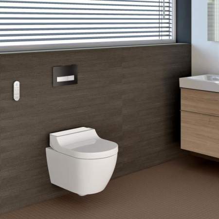 Унитаз-биде подвесной Geberit AquaClean Tuma Comfort 146.294.SI.1 безободковый панель белое стекло