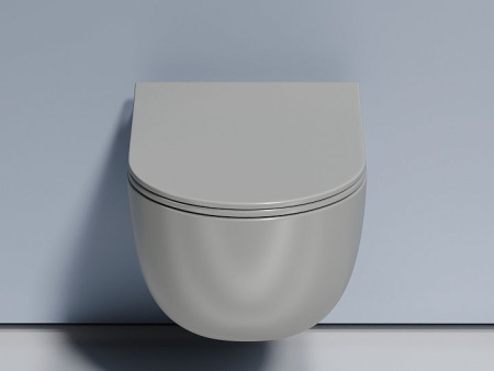Подвесной унитаз Ceramicanova Modena  Rimless (цвет Антрацит Матовый), глубокий смыв, с крепежом для полностью скрытого монтажа,  ультратонким сидением и крышкой с функцией плавного закрытия, дюропласт CN6063MH