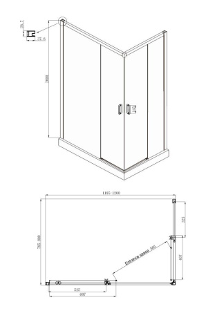 Душевое ограждение Ambassador Queen 11011205LBlack 1200x800x2000