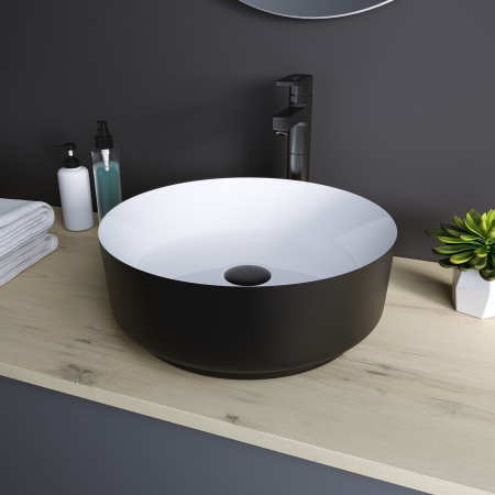 Раковина Grossman GR-4040BW 360x360x115 черная белая внутри