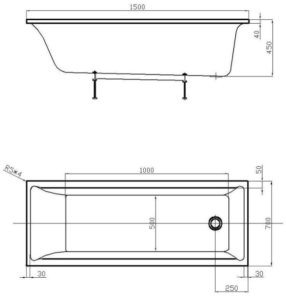 Акриловая ванна Aquatek Лайма 150x70 LAI150-0000001