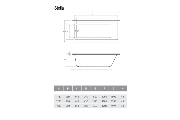 Ванна акриловая Relisan STELLA Гл000026028, 170x70