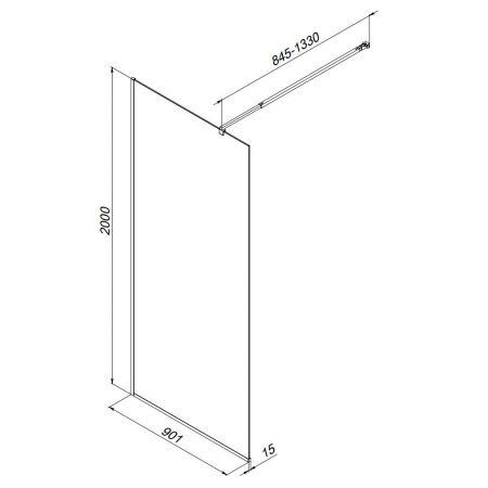 W84WI-90-F1-MTE Душевая перегородка AM.PM Func 90x200, стекло прозр. 8 мм + покрытие, профиль мат хром