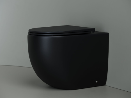 Напольный приставной унитаз Ceramicanova Metropol Rimless, Черный матовый, CN4004MB