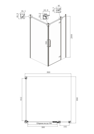 Душевое ограждение Ambassador Royal 18015108-L 900x900x2000