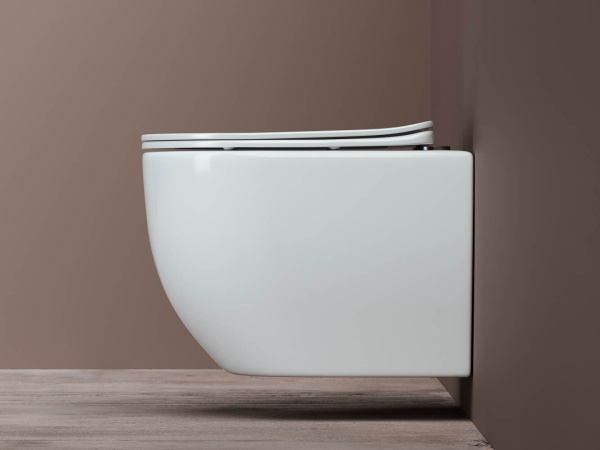 Подвесной унитаз Ceramicanova Mia Rimless, глубокий смыв, с крепежом для полностью скрытого монтажа,  ультратонким сидением и крышкой с функцией плавного закрытия CN1805
