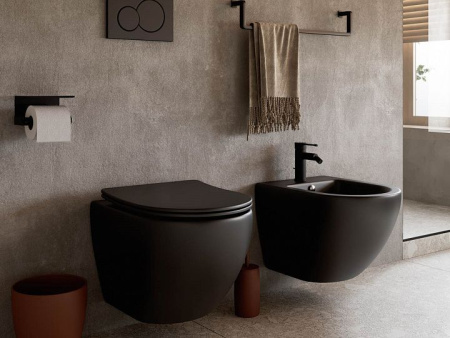 Подвесной унитаз Ceramicanova Metropol Rimless, глубокий смыв, с крепежом для полностью скрытого монтажа,  ультратонким сидением и крышкой с функцией плавного закрытия CN4002MB