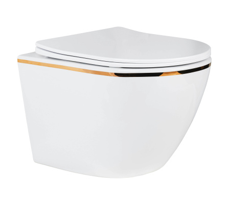 Подвесной унитаз RoxenBath Antares Gold 530110-01G Rimless Soft Close