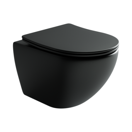 Подвесной унитаз Ceramicanova Metropol Rimless, глубокий смыв, с крепежом для полностью скрытого монтажа,  ультратонким сидением и крышкой с функцией плавного закрытия CN4002MB