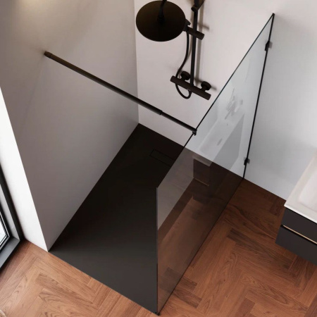 W94WI-120-F1-BTE Душевая перегородка AM.PM X-Joy 120x195, стекло прозр. 6 мм + покрытие, фурнитура черный