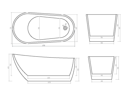 Акриловая ванна отдельностоящая Cerutti SPA VIVA 170x75