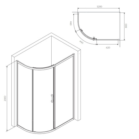 W83UG-302U120CG Like Solo Slide 120 Душевое ограждение AM.PM Like 120x80, стекло тонированное, профиль хром глянцевый
