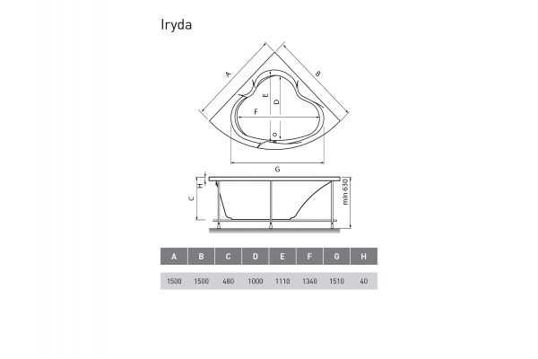 Ванна акриловая Vayer Iryda Гл000006822, 150x150