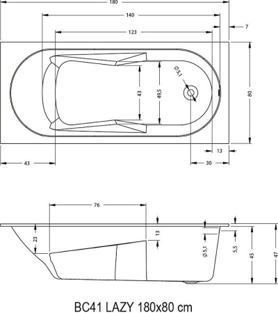 Акриловая ванна Riho Lazy 180х80 BC4100500000000