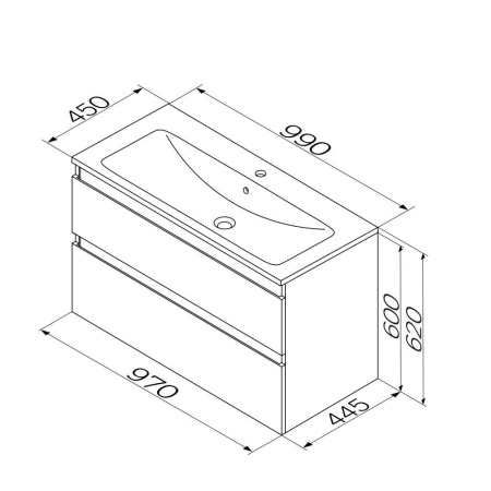 M85AFHX1002BM X-Joy База под раковину AM.PM, подвесная, 100 см, 2 ящика, черный матовый