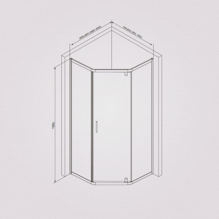 W90G-405-090MT Душевое ограждение AM.PM Gem 5-corner Pivot 90x90 стекло прозрачное, профиль матовый хром