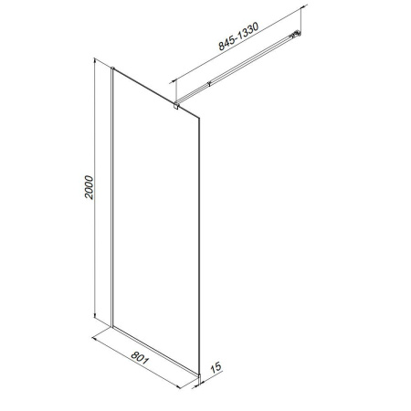 W84WI-80-F1-MTE Душевая перегородка AM.PM Func 80x200, стекло прозр. 8 мм + покрытие, профиль мат хром
