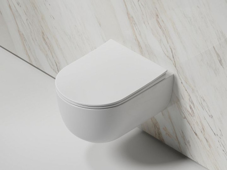 Подвесной унитаз Ceramicanova Modena  Rimless, глубокий смыв, с крепежом для полностью скрытого монтажа,  ультратонким сидением и крышкой с функцией плавного закрытия, дюропласт CN6063