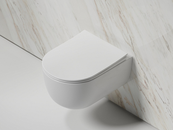 Подвесной унитаз Ceramicanova Modena  Rimless, глубокий смыв, с крепежом для полностью скрытого монтажа,  ультратонким сидением и крышкой с функцией плавного закрытия, дюропласт CN6063