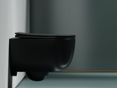 Подвесной унитаз Ceramicanova Modena  Rimless (цвет Темный Антрацит Матовый), глубокий смыв, с крепежом для полностью скрытого монтажа,  ультратонким сидением и крышкой с функцией плавного закрытия, дюропласт CN6063MDH
