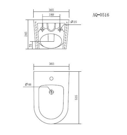 Биде подвесное  Aquatek ОБЕРОН/БЕТТА AQ0516-00
