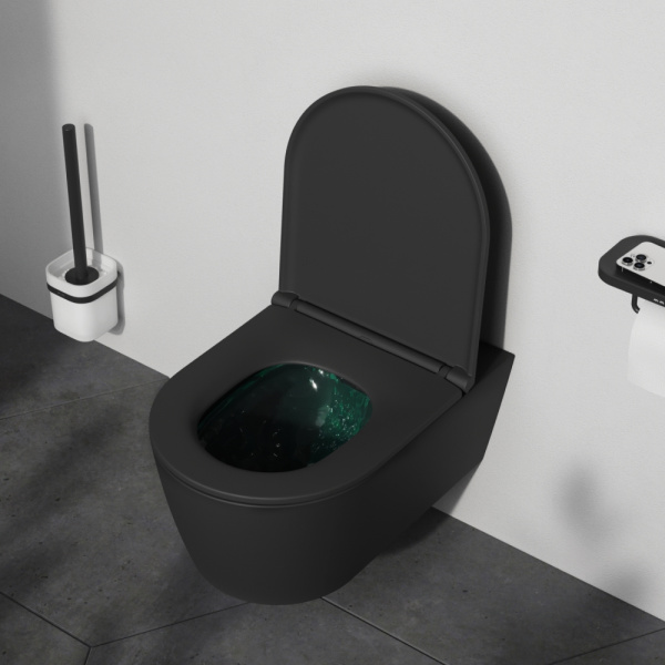C8F1701MBSC Func Подвесной унитаз AM.PM 54 см FlashClean с сиденьем микролифт, черн мат