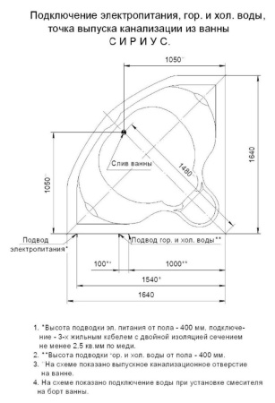 Акриловая ванна Aquatek Сириус 165x165 SIR164-0000002 вклеенный каркас, фронтальный экран