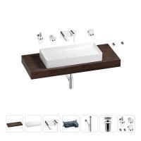 Раковина 75 см со столешницей 120 см Wellsee Pure BY Wellsee 201011746 в наборе 9 в 1: столешница, раковина, встраиваемый смеситель, сифон, выпуск, аксессуары (цвет набора хром)