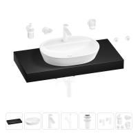 Раковина 60 см со столешницей 100 см Wellsee Calin 201007765 в наборе 10 в 1: столешница, раковина, смеситель, сифон, донный клапан, угловые вентили, аксессуары (цвет матовый белый)