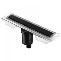 Желоб BERGES водосток напольный C1 Norma 800 нержавеющая сталь матовый черный S-сифон D50/110 вертикальный