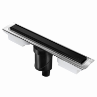 Желоб BERGES водосток напольный B1 Keramik 800 нержавеющая сталь матовый черный S-сифон D50/110 вертикальный