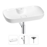 Раковина для ванной Wellsee Croquis 2.0 201001091 в наборе 3 в 1: овальная раковина белого глянцевого цвета, сифон, выпуск в цвете хром