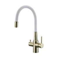 Смеситель для кухни SALIX, бронза, белый шланг, Sa213419-BRw, Paulmark