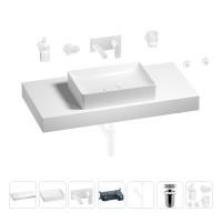 Раковина 50 см со столешницей 100 см Wellsee Pure BY Wellsee 201011285 в наборе 9 в 1: столешница, раковина, встраиваемый смеситель, сифон, выпуск, аксессуары (цвет набора матовый белый)