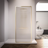 Душевая перегородка Veconi Korato KR-90GF, 1200x2000, брашированное золото, рифленое осветлённое