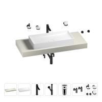 Раковина 75 см со столешницей 120 см Wellsee Pure BY Wellsee 201011677 в наборе 10 в 1: столешница, раковина, высокий смеситель, сифон, выпуск, кран-вентили, аксессуары (цвет матовый черный)