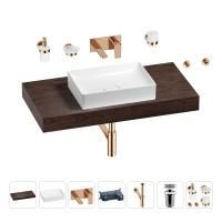 Раковина 50 см со столешницей 100 см Wellsee Pure BY Wellsee 201011264 в наборе 9 в 1: столешница, раковина, встраиваемый смеситель, сифон, выпуск, аксессуары (цвет набора розовое золото)