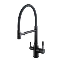 Смеситель для кухни с гибким изливом и подключением фильтра FRAP F4398-6, черный