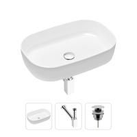 Комплект 3 в 1 Lavinia Boho Bathroom Sink 21520070: накладная фарфоровая раковина 54 см, металлический сифон, донный клапан