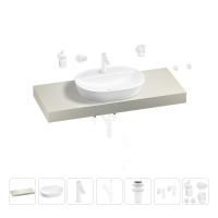 Раковина 60 см со столешницей 120 см Wellsee Calin 201007780 в наборе 10 в 1: столешница, раковина, смеситель, сифон, донный клапан, угловые вентили, аксессуары (цвет матовый белый)