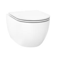 Безободковый подвесной унитаз в наборе 2 в 1: чаша подвесного унитаза, быстросъемное сиденье микролифт, цвет глянцевый белый Wellsee Chalice Perfection 182607001