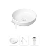 Комплект 3 в 1 Lavinia Boho Bathroom Sink 21520215: накладная фарфоровая раковина 40 см, металлический сифон, донный клапан
