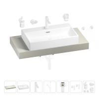 Раковина 70 см со столешницей 100 см Wellsee Graceful Pro 201012640 в наборе 10 в 1: столешница, раковина, смеситель, сифон, донный клапан, угловые вентили, аксессуары (цвет матовый белый)