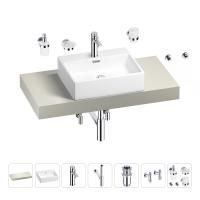 Раковина 50 см со столешницей 100 см Wellsee Graceful Pro 201012456 в наборе 10 в 1: столешница, раковина, смеситель, сифон, донный клапан, угловые вентили, аксессуары (цвет хром)