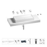 Раковина 75 см со столешницей 120 см Wellsee Pure BY Wellsee 201011766 в наборе 9 в 1: столешница, раковина, встраиваемый смеситель, сифон, выпуск, аксессуары (цвет набора хром)