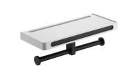 Бумагодержатель двойной с полкой, черный RUSH EDGE ED77143B black